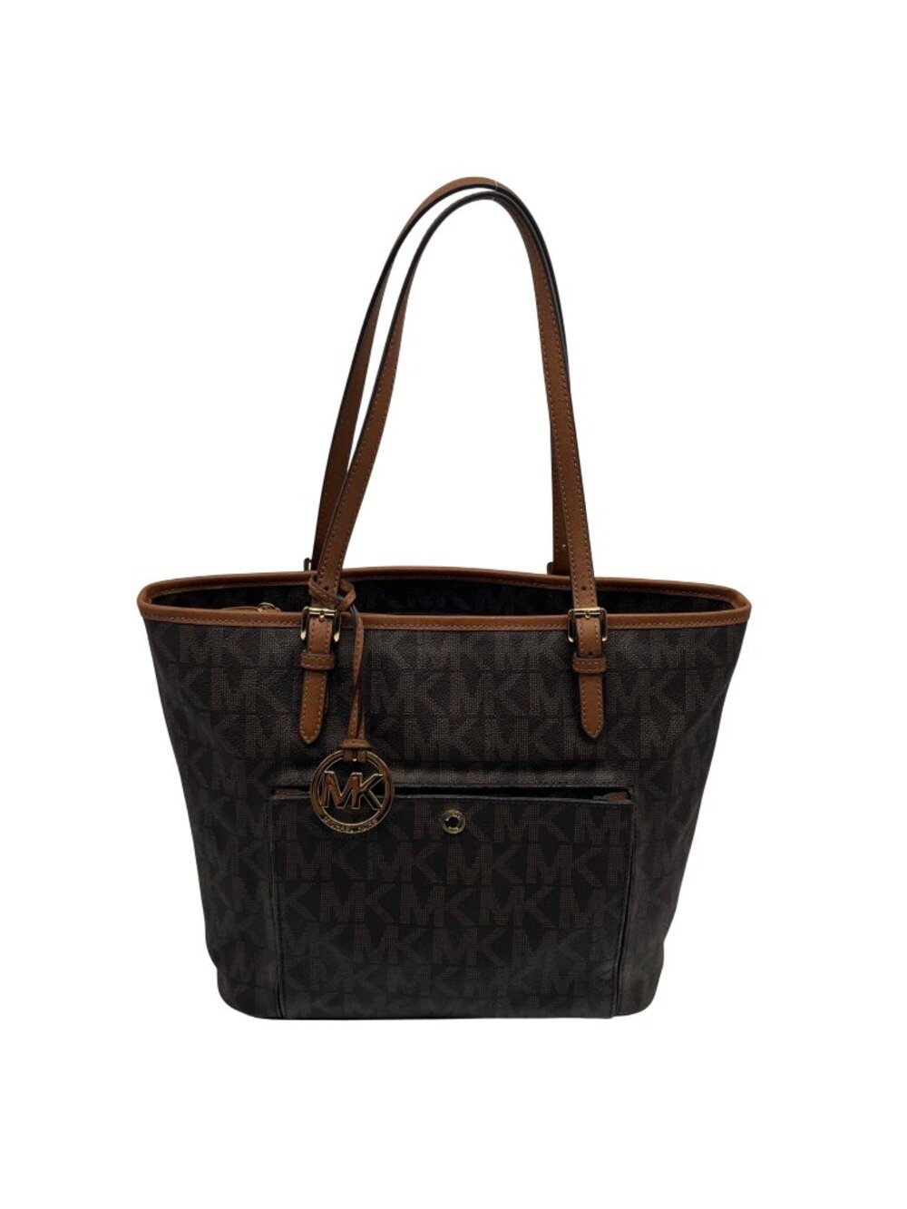 Michael Kors Jet Set Brown Logo-Print Coated Canvas Tote